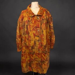 VTG MICRO by Scherer Abstract Print Coat 3X–4X Oversized 30.5” PTP